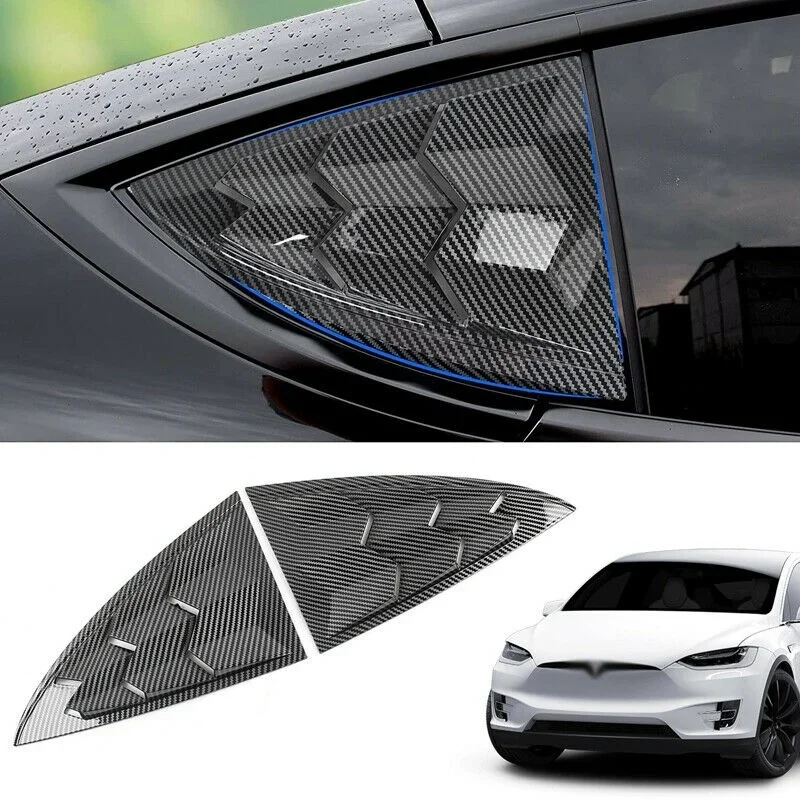 

2× Carbon FiberLOOK Car Rear Side Window Louvers Air Flow Intake Louver Bonnet Cover