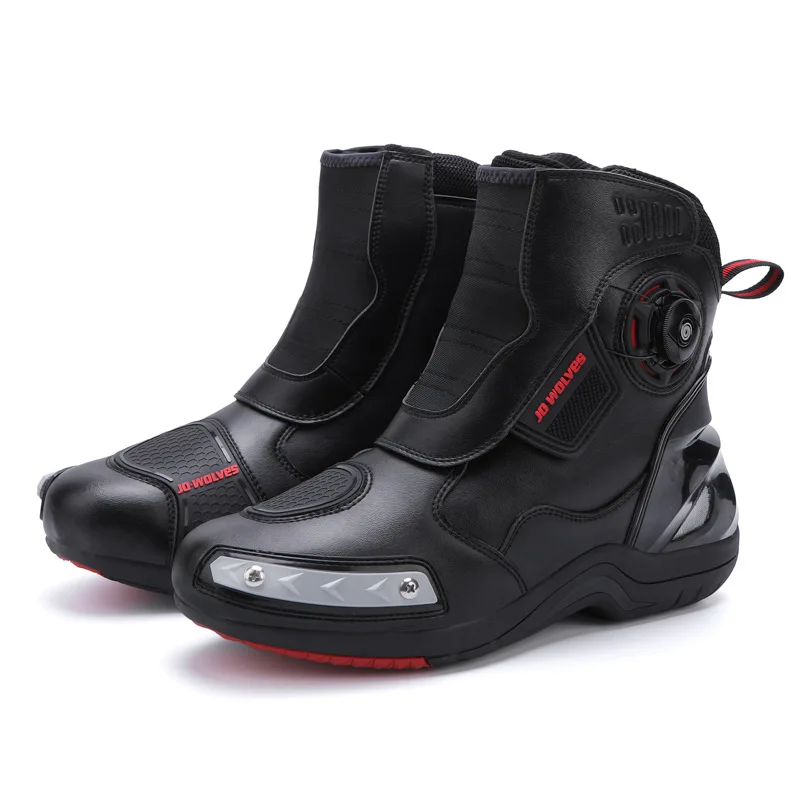 Motorcycle Shoes Motorcycle Boots New Motorcycle Boots Man Waterproof Studded Boots Hook And Loop Fasteners Wear-Resistant Anti-Slip Anti-Fall