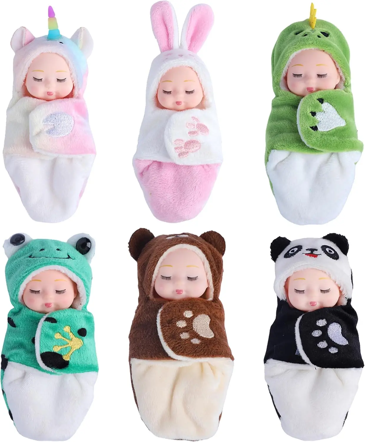 Mini Rebirth Doll Sleep Baby Doll Animal Theme Sleeping Bag Limb Activity Simulation Doll BJD Doll Toy Children's Birthday Gift