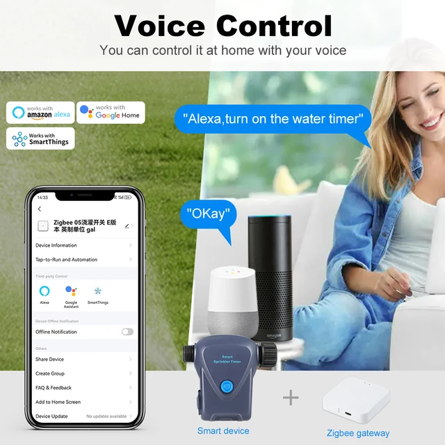 Tuya Zigbee3.0 Smart Automatic Water Timer Garden Irrigation Machine Intelligent Sprinkler Save Water&Time for Google Home Alexa 4