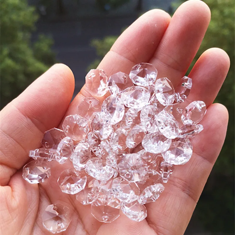 200pcs/lot 8mm Crystal Chandelier Beads Glass Faceted Stone Door/ Window Octagon Light Beads 2Holes Home Decoration