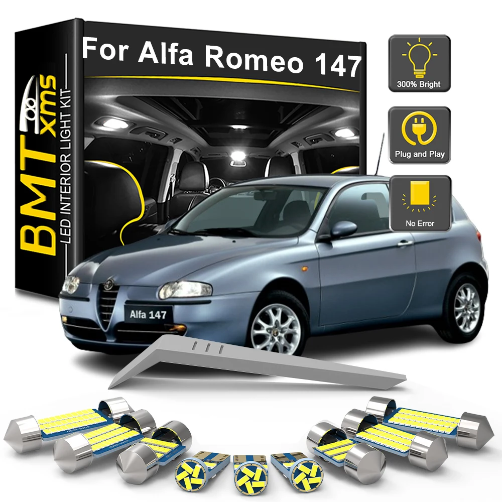 10PCS LED Interior Light Bulb Kit - Enhanced Brightness for Reading, Dome, and Trunk Lighting