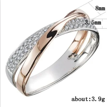 Classic Stainless Steel Two Tone X Shape Cross Ring for Women Wedding Trendy Jewelry Dazzling Zircon Wedding Rings Modern Rings 6