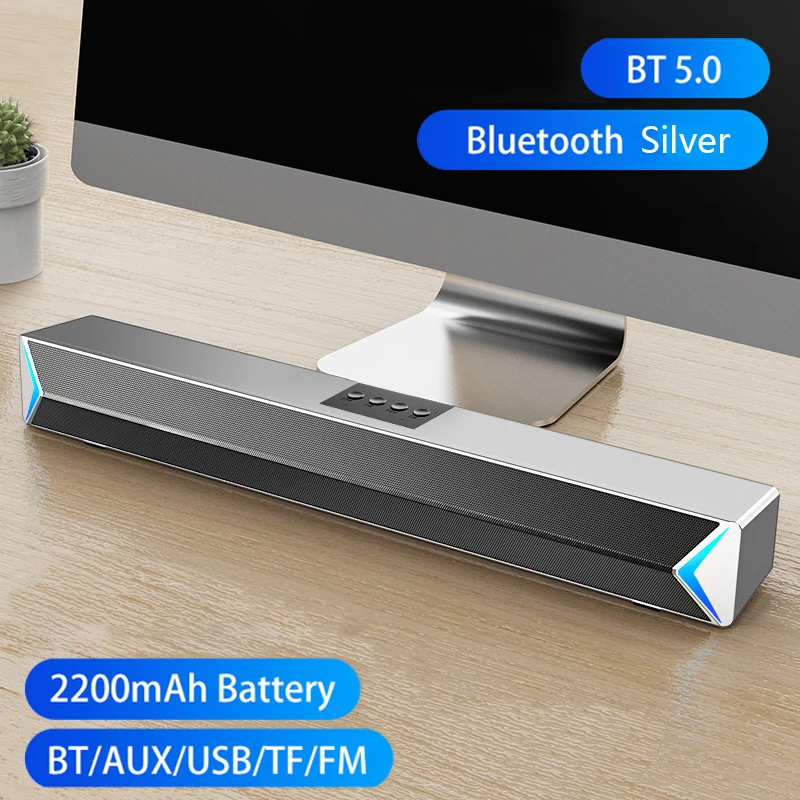 D6 2022 TV Sound Bar AUX USB Wired and Wireless Bluetooth Home Theater FM Radio Surround SoundBar for PC TV Speaker for Computer 