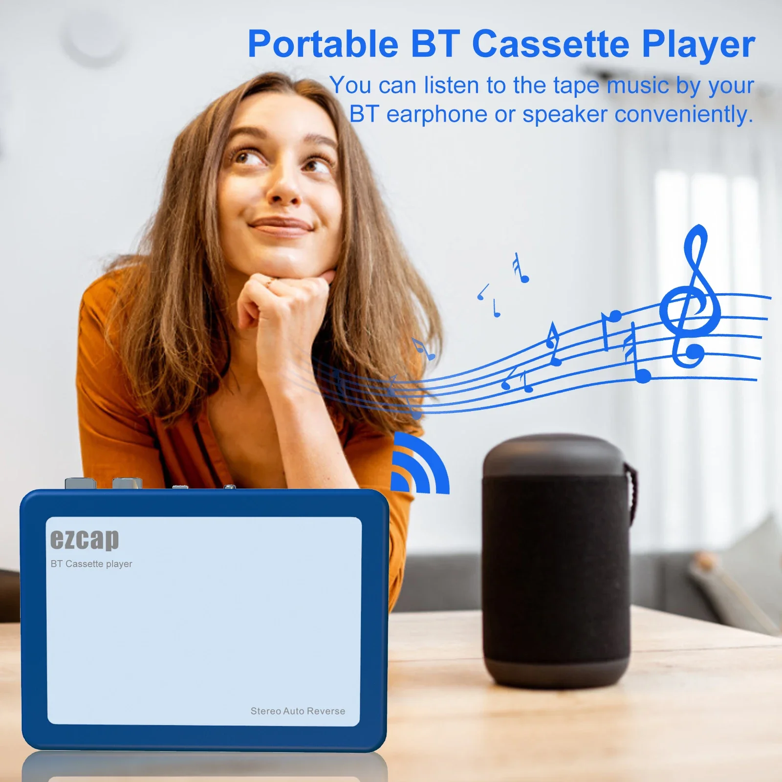 Portable Bluetooth Cassette Player Tape Player Bluetooth Output to Headphone/Speaker Walkman Portable Cassette Tape Cassette Player
