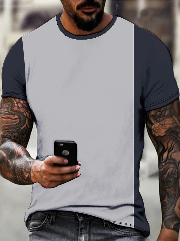 

Простая и популярная мужская летняя футболка с 3d-цифровым принтом, круглым вырезом и короткими рукавами, модная футболка в европейском и американском стиле