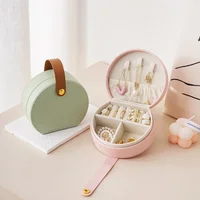 Mini organisateur de bijoux, présentoir à bijoux de voyage, boîtes de boucles d'oreilles, colliers, bagues, sac à main Portable, boîte à bijoux, rangement en cuir 1