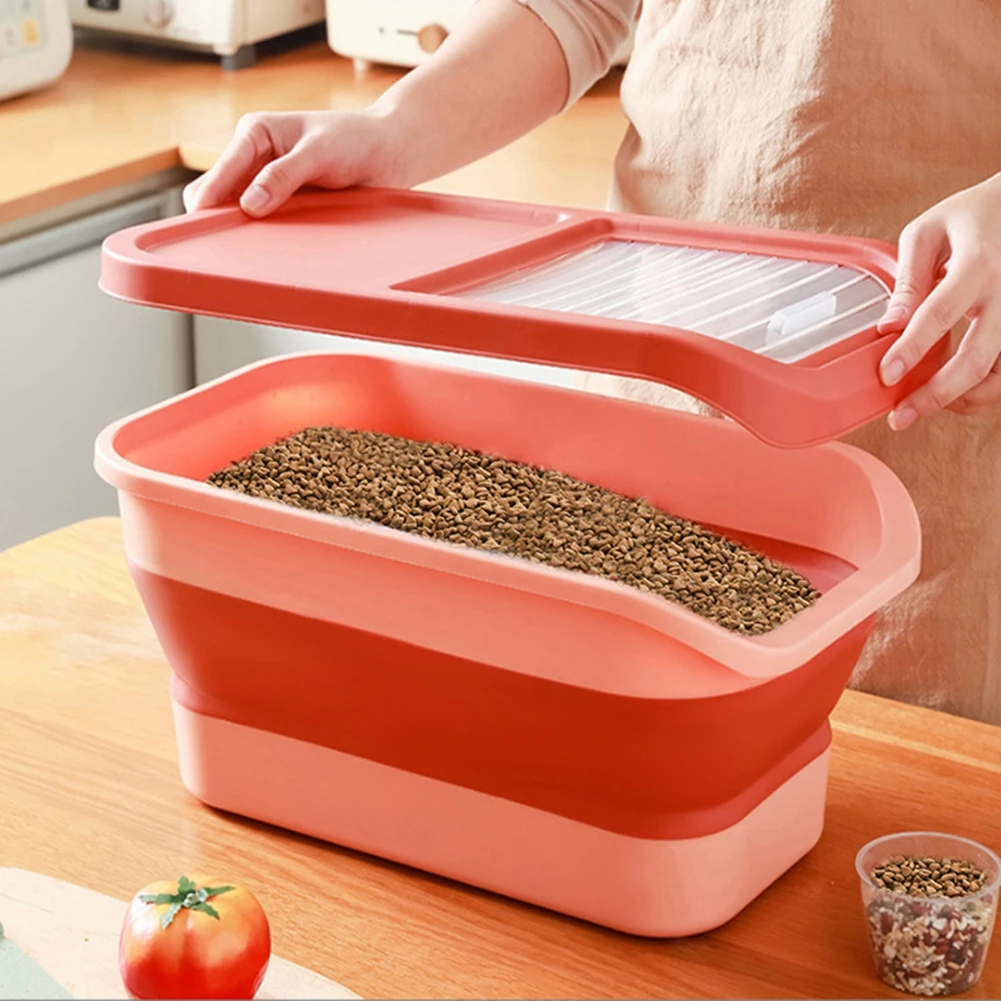 Cat Dog Food Storage Container Moisture-proof Split Design Easy to Disassemble Large Capacity Folding Sealed  Pet Food Container