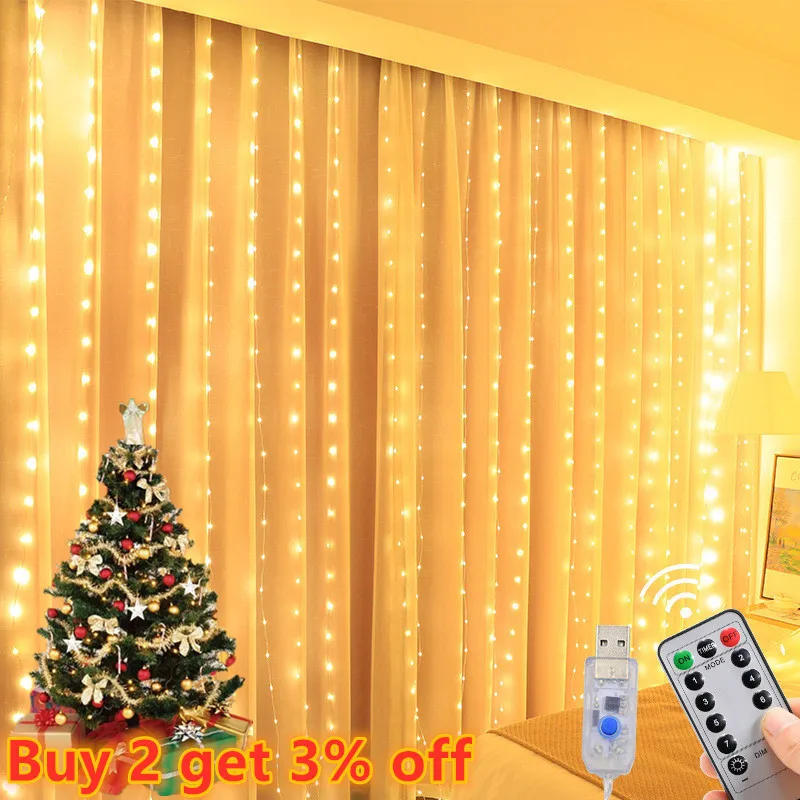 LED String Lights Fairy Garland 8 Modes Remote Control USB Wedding Curtain Lamp Holiday Christmas Decoration For Bedroom Home led string lights decorative lights string lights led fairy lights