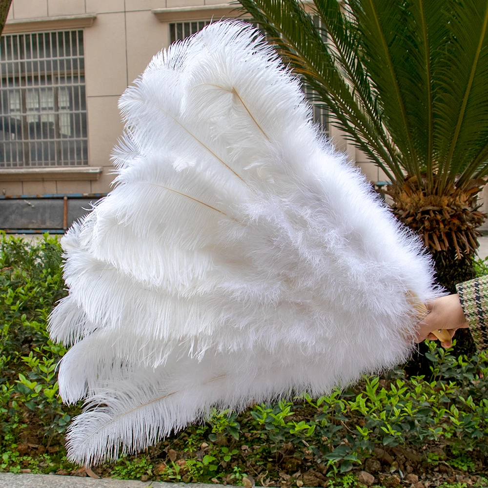 

13 Shares Thick Rod Ostrich Feathers Fan 75cm Colored Handheld Plumes Fan Dancer Party Performance Ornament Stage Props Crafts