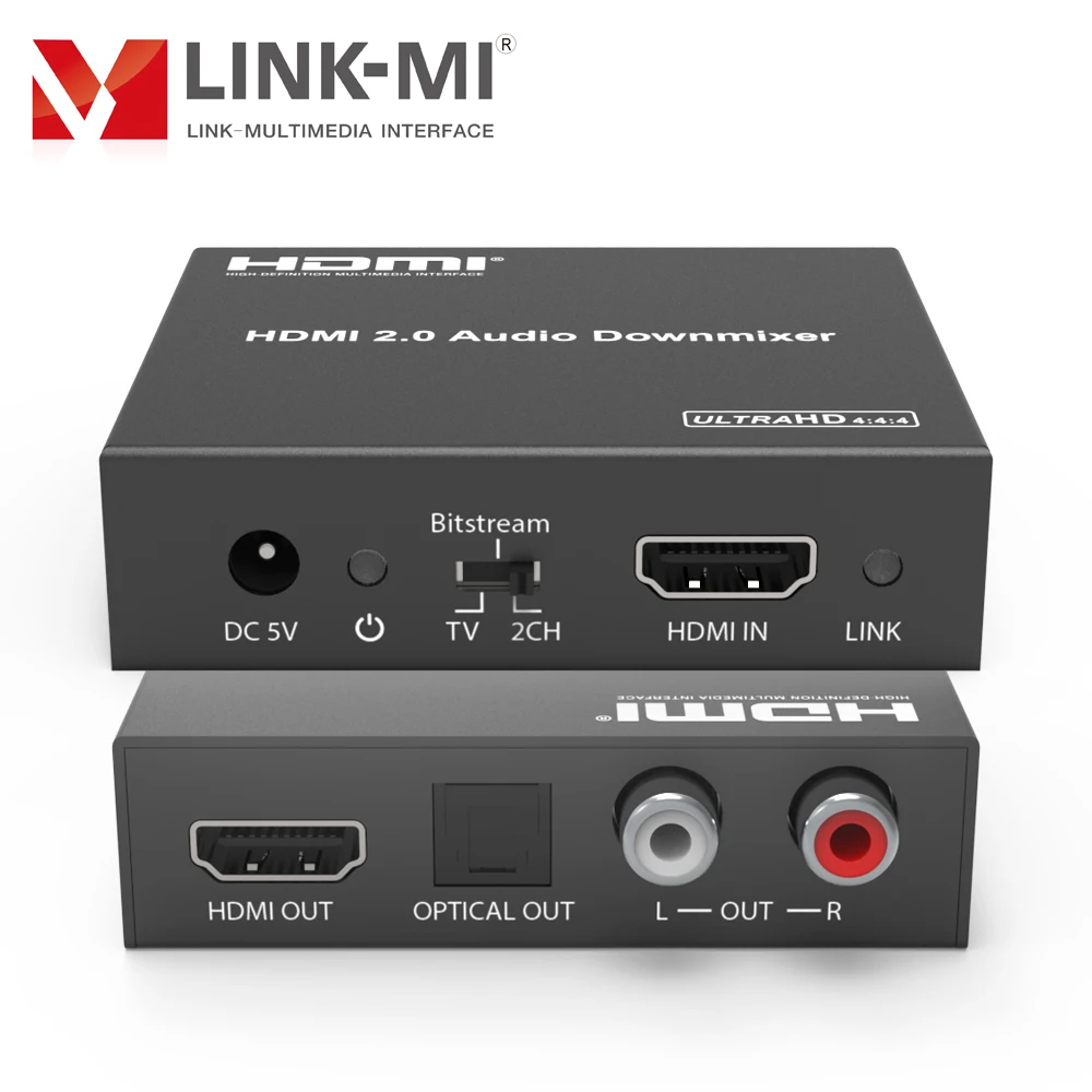 

LINK-MI HDMI 18Gbps Audio Extractor 4K@60Hz with Audio Downmix HDMI source to digital optical/analog stereo L/R audio outputs
