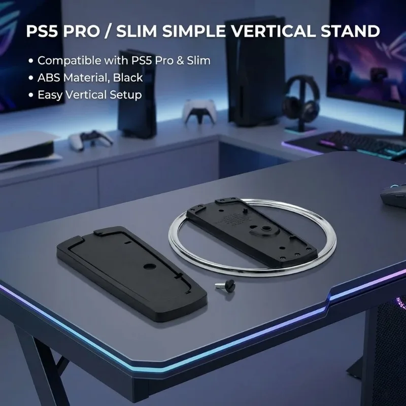 PS5 PS5 슬림 프로 콘솔용 합금 수직 스탠드, 수직 냉각 베이스 홀더, 공기 순환 개선, 과열 방지, 안정적인 기능 제공