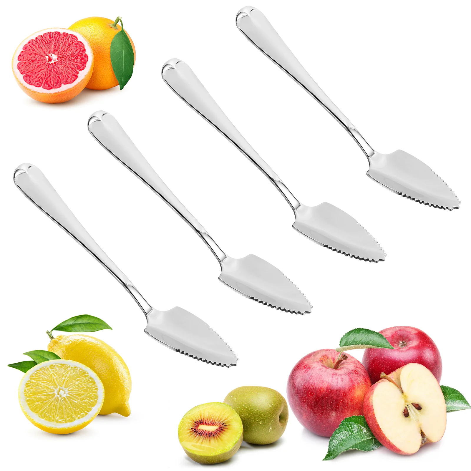 BESTONZON 4pcs Stainless Steel Grapefruit Spoons Serrated Grapefruit