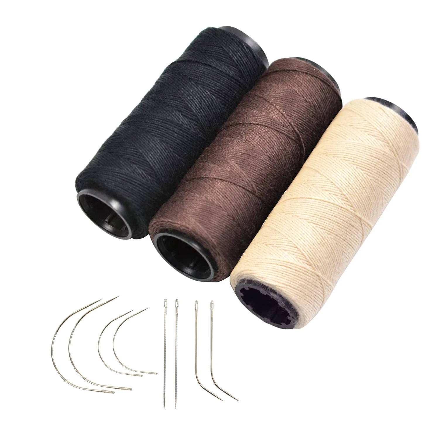 Hair Extension Thread, 3 Pcs Brown Beige Black Weave Threads For
