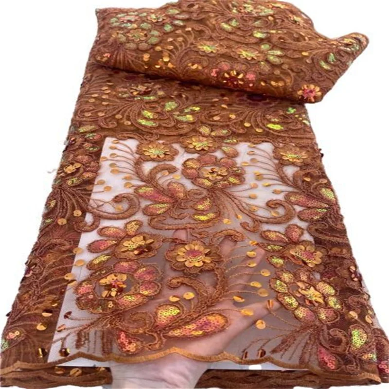 

Green African Lace French Sequin Fabric 2023 Orange Embroidery Tulle Lace Fabrics With Sequins For Nigeria Wedding Dress Sewing