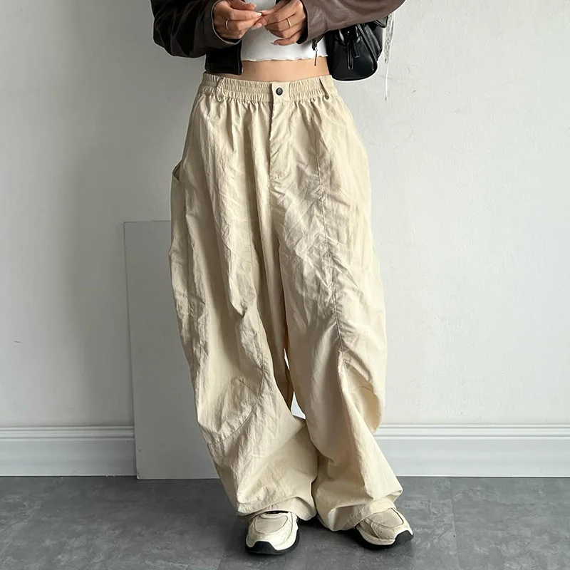 

QWEEK Y2k Baggy Cargo Pants Women Summer Vintage Streetwear Parachute Harajuku Sweatpants Hip Hop Oversize Jogger Wide Trousers