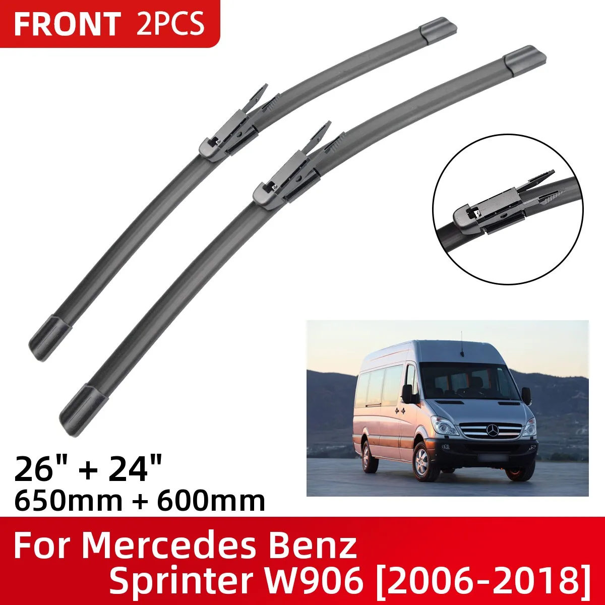 Front Wiper Blades For Mercedes Benz Sprinter W906 20062018 Windshield Windscreen Window 26"+24