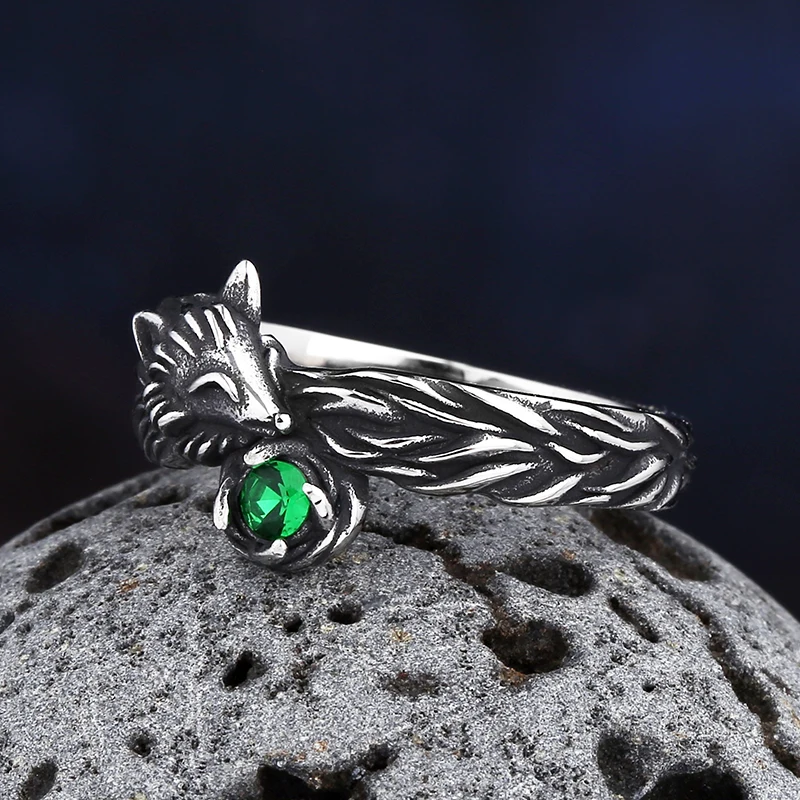 2024New Vintage Cool 316L Stainless Steel Fox Ring With