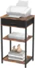 Printer Stand with Storage Bag Under Desk Printer Table on Wheels 2 Tier Small Desktop Rolling Stand Shelf  (Brown) 6