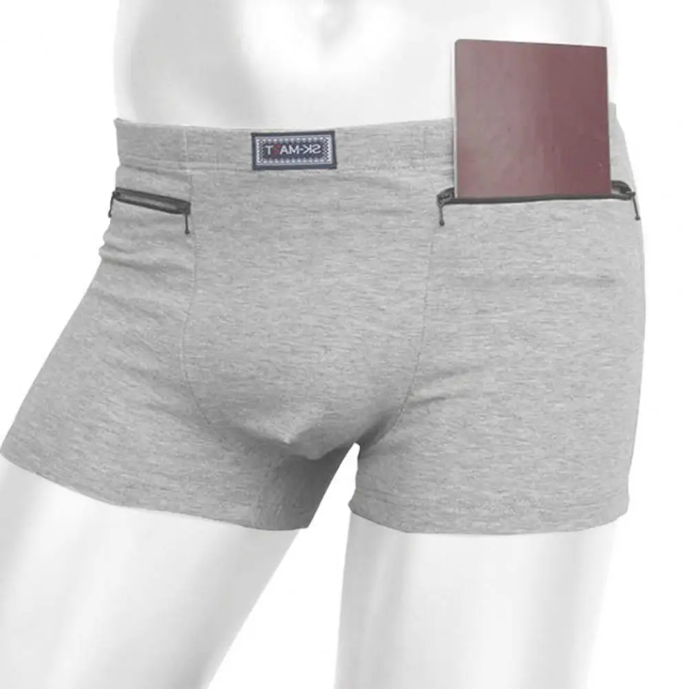 Men's Pockets Underwear Anti-theft Briefs Boxer Panties Seamless