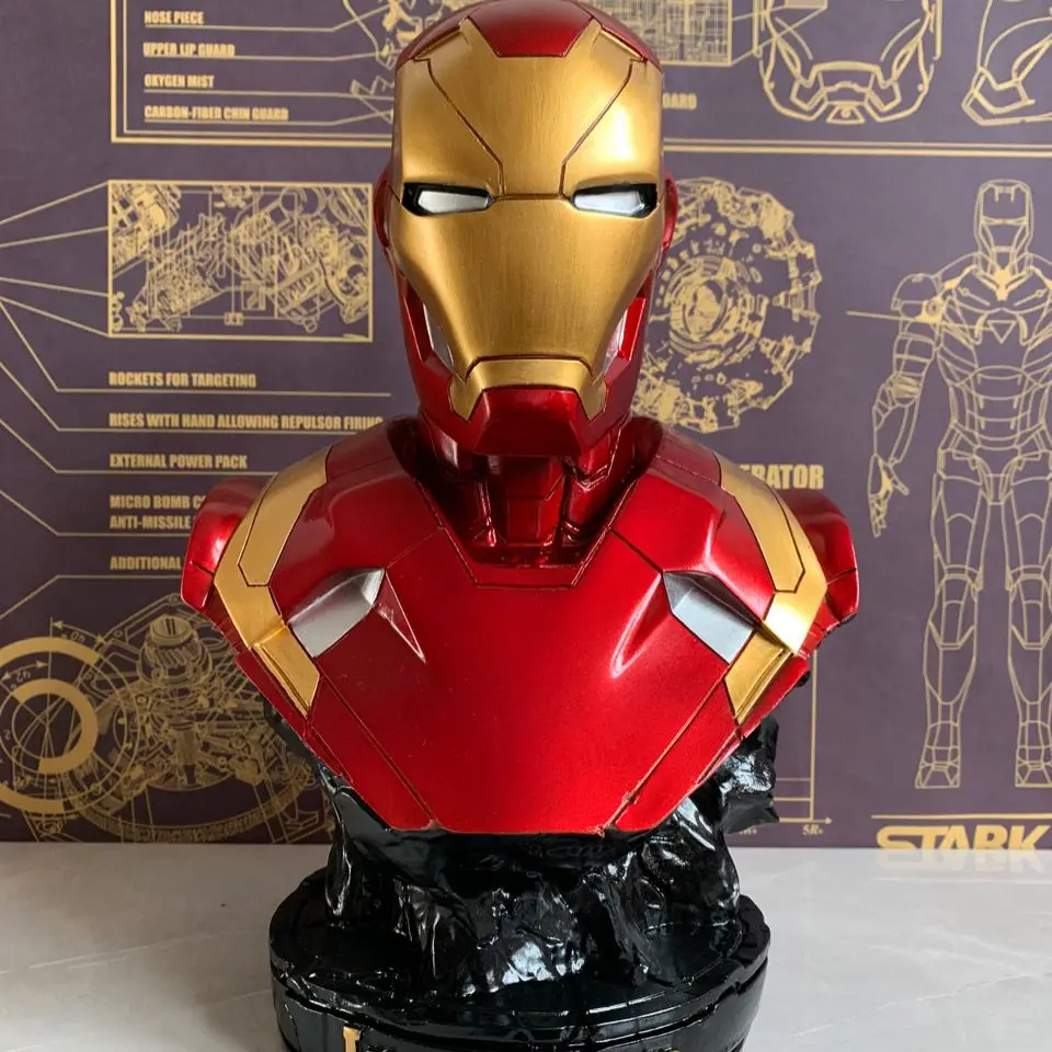 

Фигурки героев Marvel Мстители Железный человек бюст Gk Железный Человек статуя из смолы Люминесцентная Статуэтка комната искусственная Коллекция Модель подарок