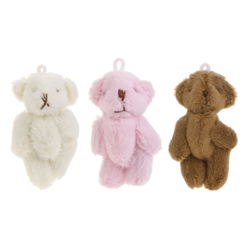 5PCS Mini Bear Plush Jointed Girl Backpack Pendant Carkey Ornament Toy