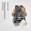 Double-Sided D-Letter Thickened Cashmere Scarf for Women Winter Warm Neck Warmer Fashionable Polyester Viscose Blend Scarf