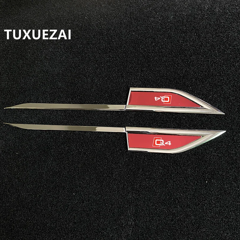 TUXUEZAI 아우디 Q4 용 자동차 스타일링 사이드 윙 펜더, 금속 트림 엠블럼, 차체 허리 라인 스티커, 데칼 액세서리, 1 쌍