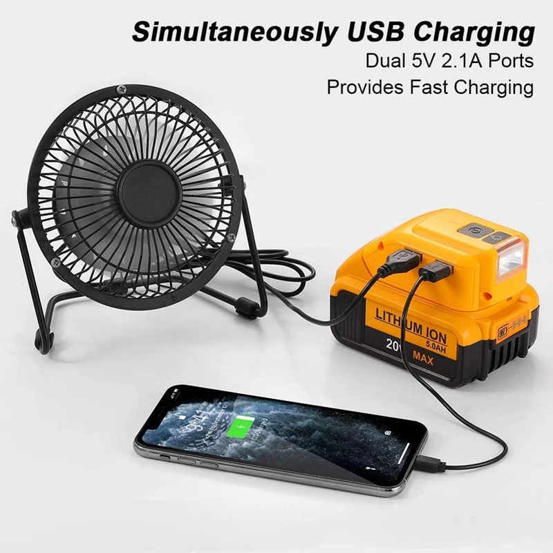 65W TYPE-C PD &amp; 18W USB Power Source Li-ion Battery Charger Converter Adapter For DEWALT (Battery Not Included