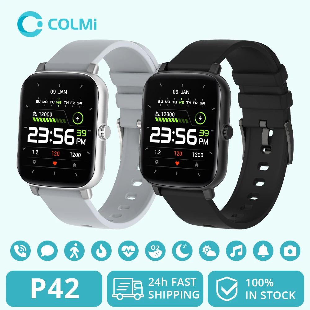 

Смарт-часы COLMI P42 для мужчин, HD IPS экран, спортивные фитнес-часы IP68, водонепроницаемые, Bluetooth, звонки, умные часы для телефона на Android iOS