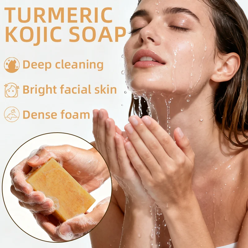 Hand And Face Soap with Turmeric Curcumin Vitamin C Lactic Acid Exfoliating Natural Skin Care Soap Bar for Brighter Skin