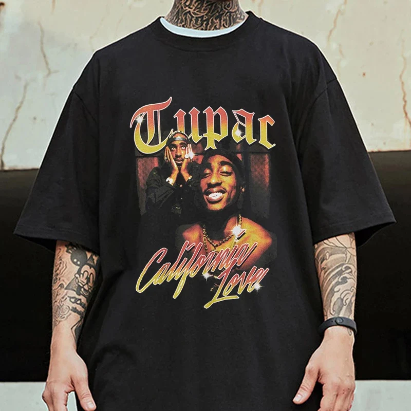 Футболка мужская оверсайз с принтом 2pac уличная одежда в стиле хип-хоп хлопковая