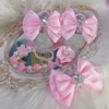 Handmade Bow Rhinestones Baby Girl Kids Shoes Hairband Pacifier Clip Comb First Walker Sparkle Bling Crystals Shower Gift 3