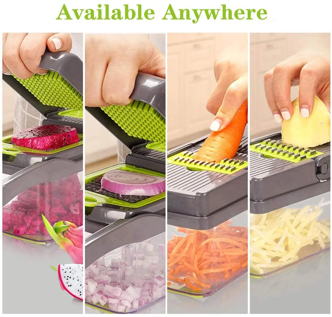 Dropship Vegetable Slicer Quick Potato Tomato Fruit Cutter Set With 3  Blades Stainless Steel Food Chopper to Sell Online at a Lower Price