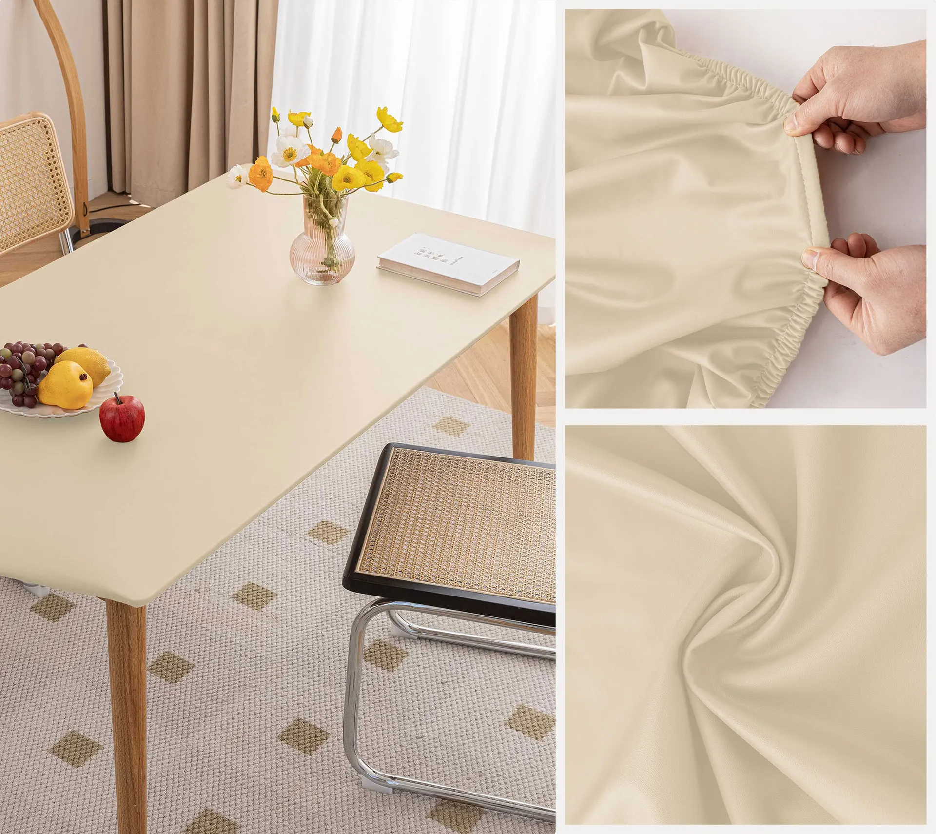 

40001 Non slip Nordic minimalist PVC tablecloth, waterproof and oil resistant tablecloth, ins tea table cloth, yarn fabric,