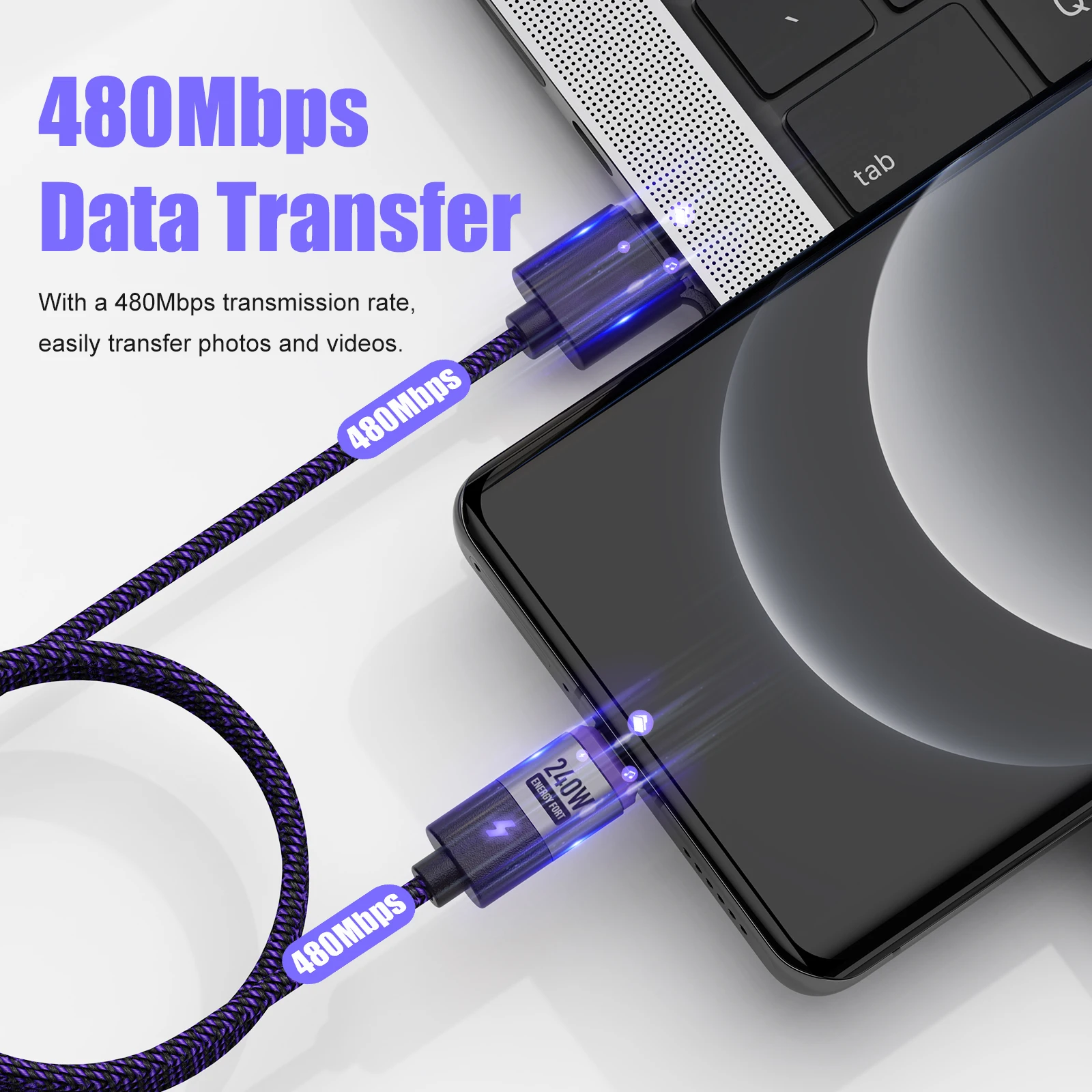 รูปสินค้า สายชาร์จ USB-C 480Mbps ถ่ายโอนเร็ว ทนทาน