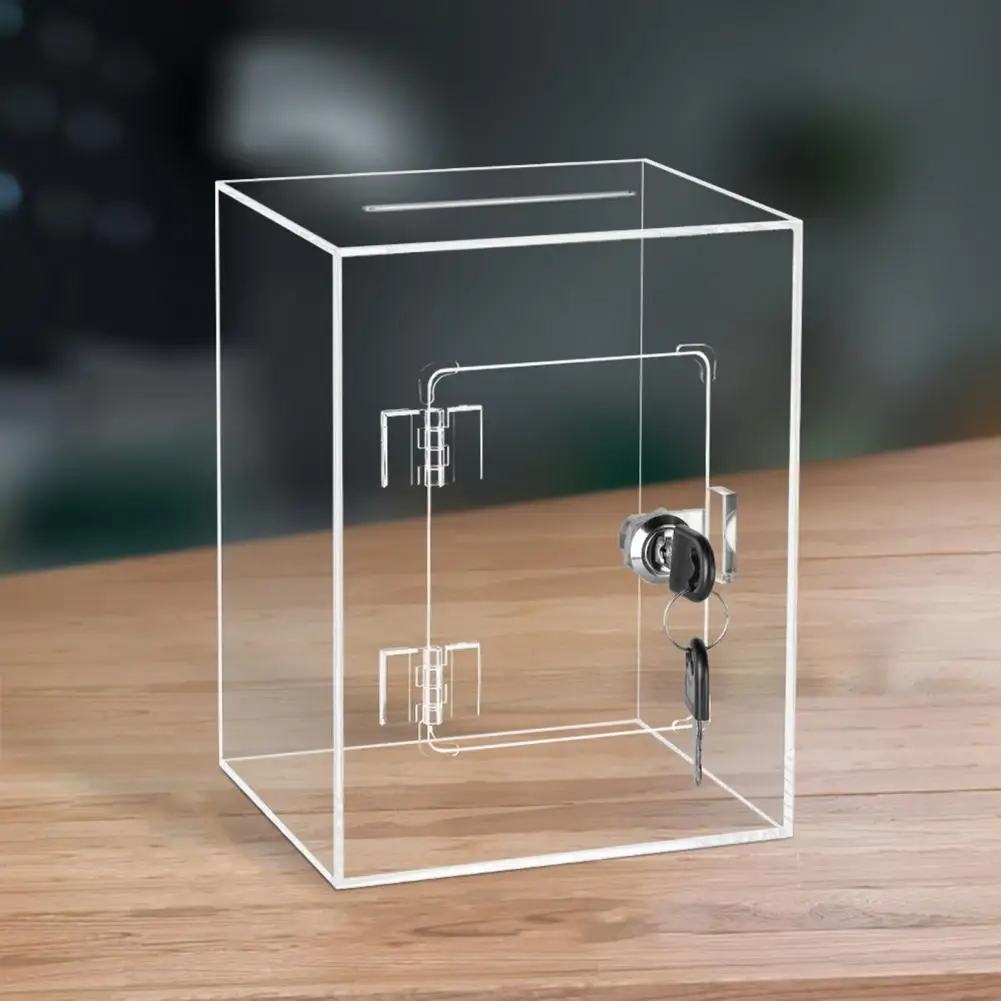 Money Saving Box Piggy Bank Coin Deposit Box Transparent Acrylic Piggy Bank with Key Capacity Openable for Coins for Kids Adults