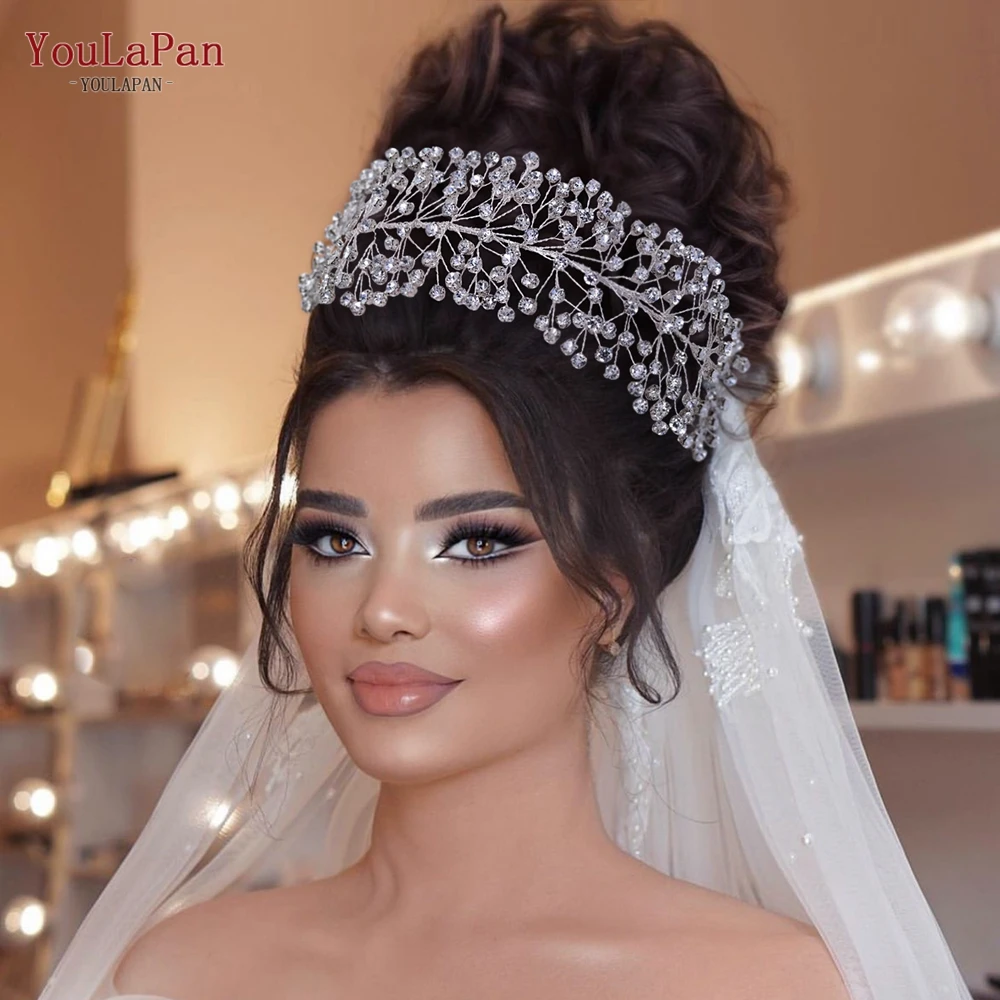 

YouLaPan Crown Bride Headwear Wedding Rhinestone Headband Hair Accessories Women Exquisite Jewelry Bridesmaid Tiara HP412