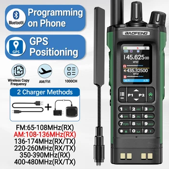 BAOFENG UV-32 GPS Walkie Talkie 10W Multi Band Bluetooth Programming Wireless Copy Frequency NOAA Long Range Ham Two Way Radio 1