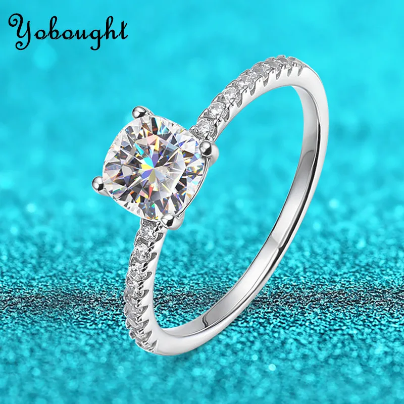 

3/2/1CT Cushion Cut Moissanite Engagement Ring for Women Sparkling Wedding Band Genuine 925 Sterling Silver Rings Promise Gift