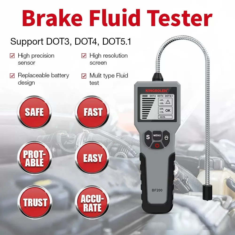 

12V Auto Brake Fluid Tester Digital Car Brake Oil Tool BF100/BF200 DOT3 DOT4 DOT5.1 LED Indicator check Display Auto Oil tool