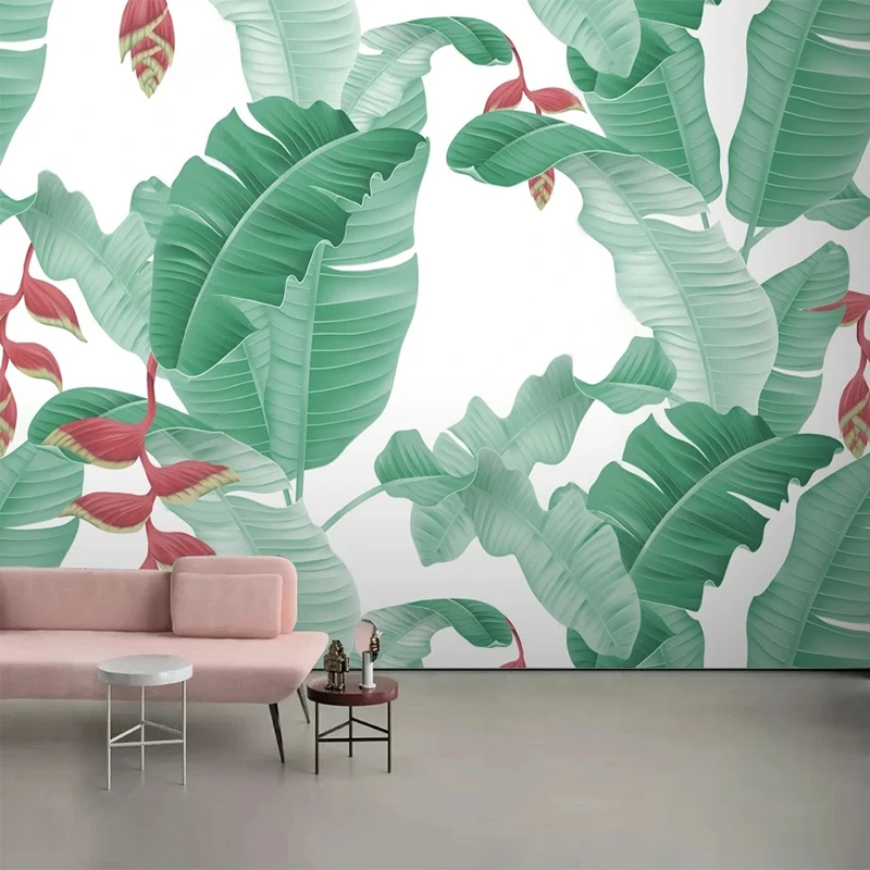 

Custom Any Size Mural Wallpaper 3D Tropical Plants Flowers And Birds Fresco Living Room Background Wall Papel De Parede Tapety