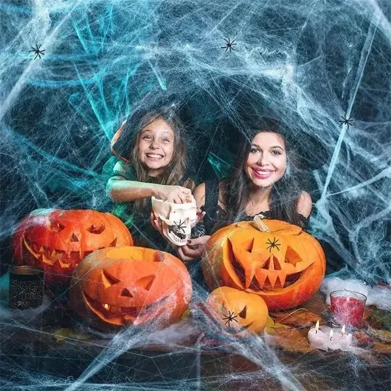 Halloween Spider Web DIY Decor Super Stretch Cobwebs with Fake Spiders Scary Party DIY Decoration for Home Haunted House