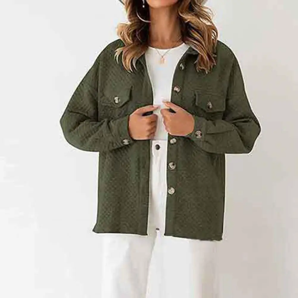 

Single-breasted Coat Stylish Mid-length Women's Cardigan Thick Single-breasted Winter Coat with Turn-down Collar Casual for Fall