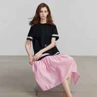 TOYOUTH femmes robe 2025 été nouveau contraste couleur à manches courtes vacances tenue décontractée 8529095 3