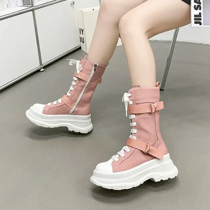 

Shoes for Women 2023 Winter New Belt Buckle Design Women's Knight Boots Non-slip Thick Sole Fashion Lady Shoes Zapatos De Mujer