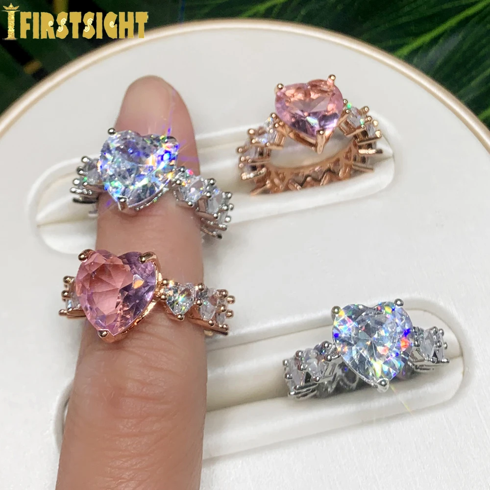 指輪・リング N-Dia Heart Ring 3, Pink/Gold Plated RIGRVR06870-RW-HT1-WH-600-M0.jpg
