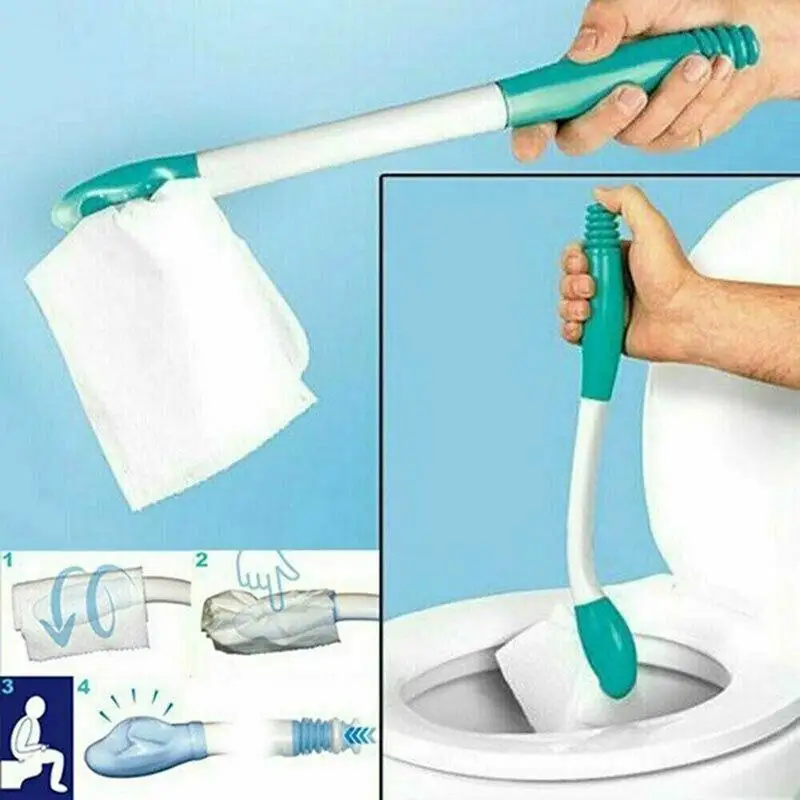Non-slip Long Handle Tissue Grip Replace Finger Wiping Handle Bottom Wiper Toilet Paper Tissue Self Wipe Aid Motion Assistance bathroom accessories tissue grip aid