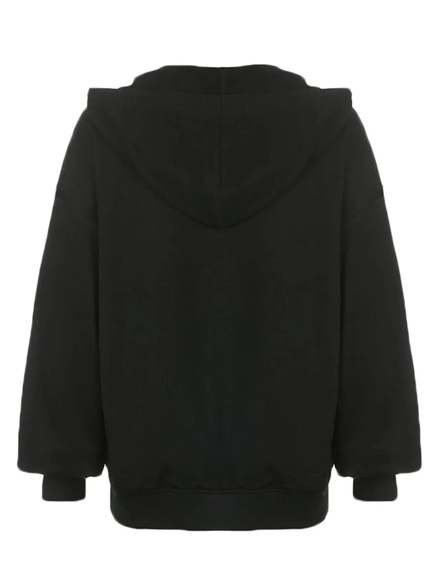 Gothic Skull Hoodie - Casual Long Sleeve Zipper Coat for Halloween