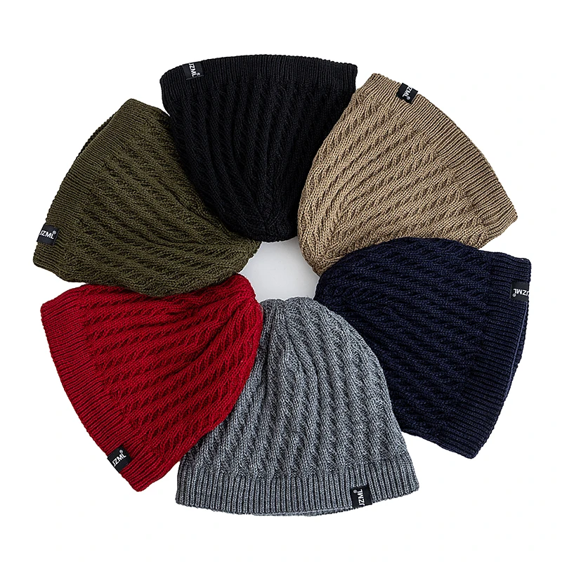 New Style Unisex Winter Hats Plush Fur Lined Men Women Warm Beanie Cap Casual JZML Label Decor Outdoor Winter SKI Knitted Hats